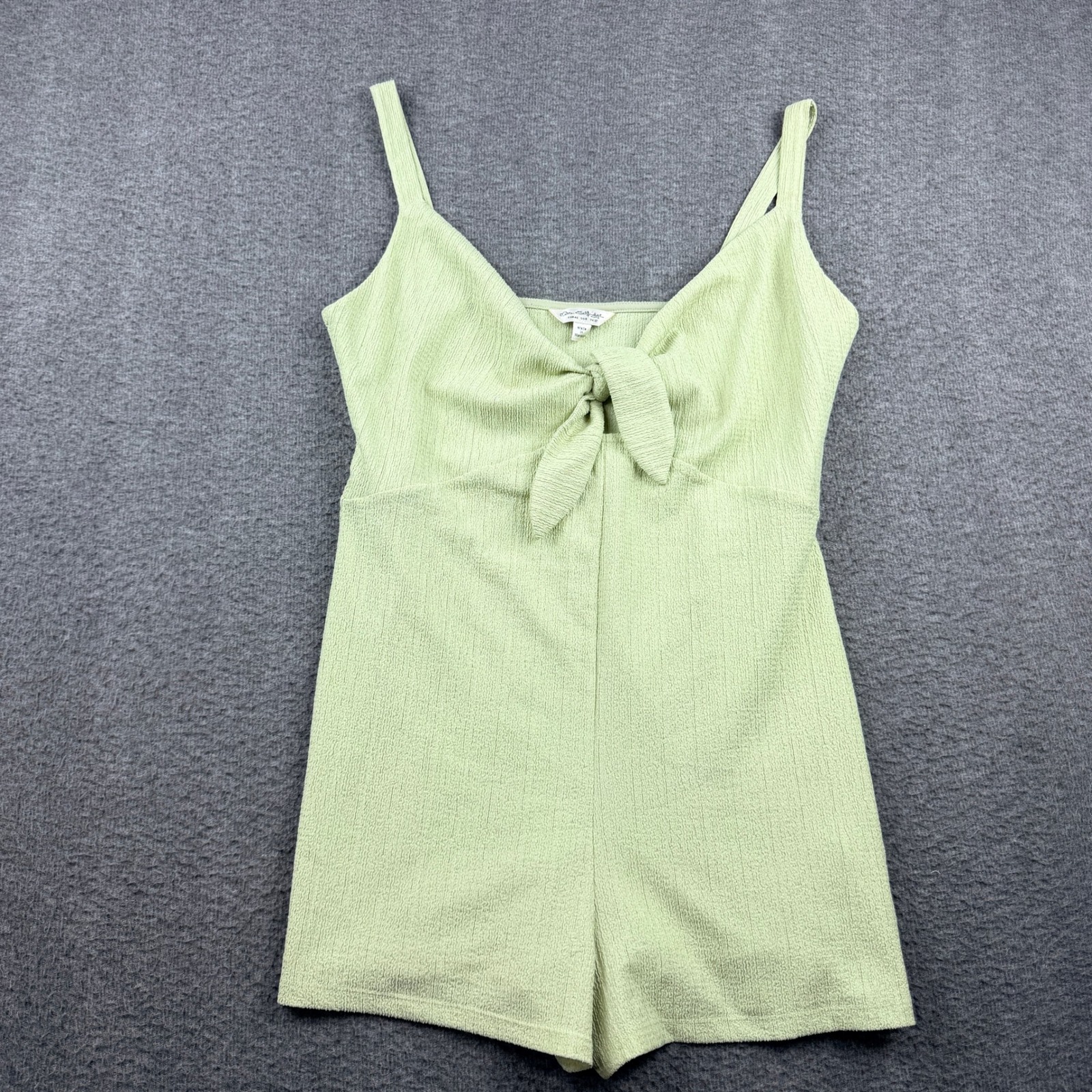 Miss Selfridge Sage Green Tie Front Romper Us 8 Camisole Strap Textured Playsuit